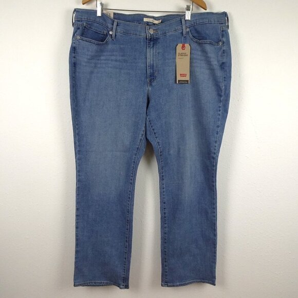 Levi's Straight Leg Jeans Women's Plus Size 24W Blue Stretch Denim Classic - Picture 1 of 11